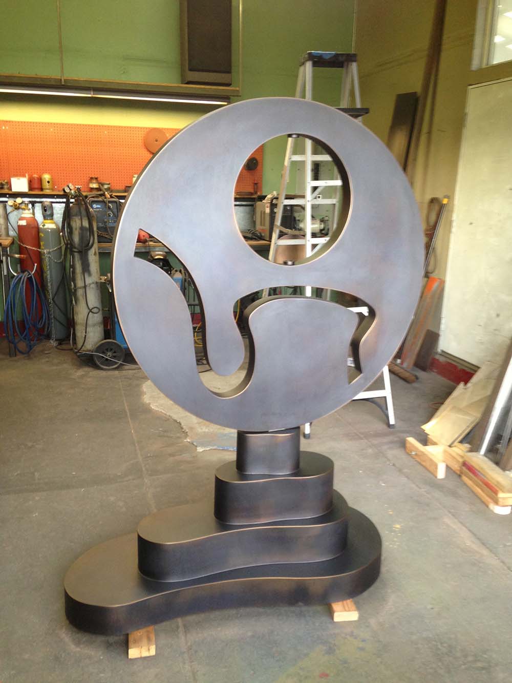fabrication of brown patina bronze sculpture with clearcoat